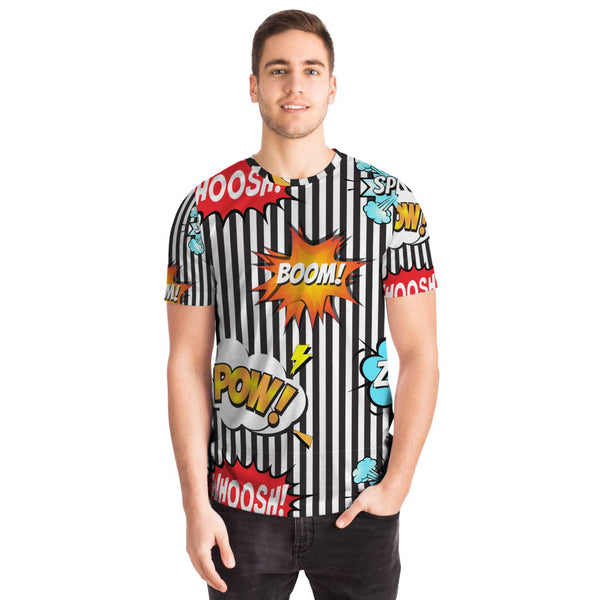 65 MCMLXV Unisex Cosplay Boom! Pow! Comicbook Speech Bubbles Print T-Shirt - 65mcmlxv