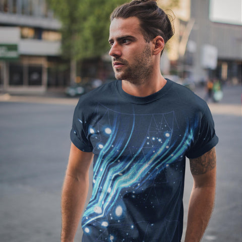 65 MCMLXV Unisex Cosplay Galactic Grid Print T-shirt - 65mcmlxv