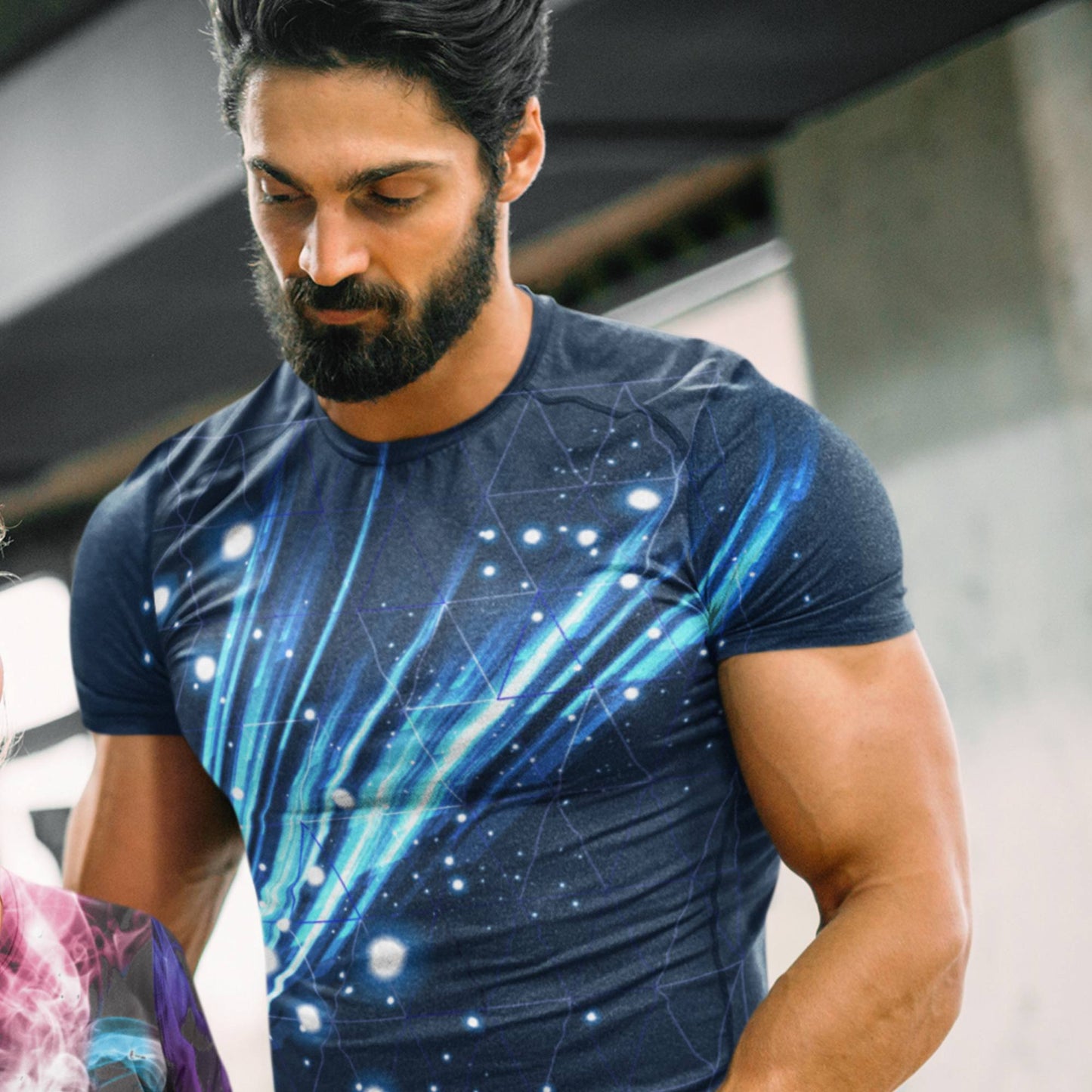 65 MCMLXV Unisex Cosplay Galactic Grid Print T-shirt - 65mcmlxv