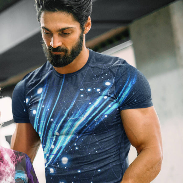 65 MCMLXV Unisex Cosplay Galactic Grid Print T-shirt - 65mcmlxv