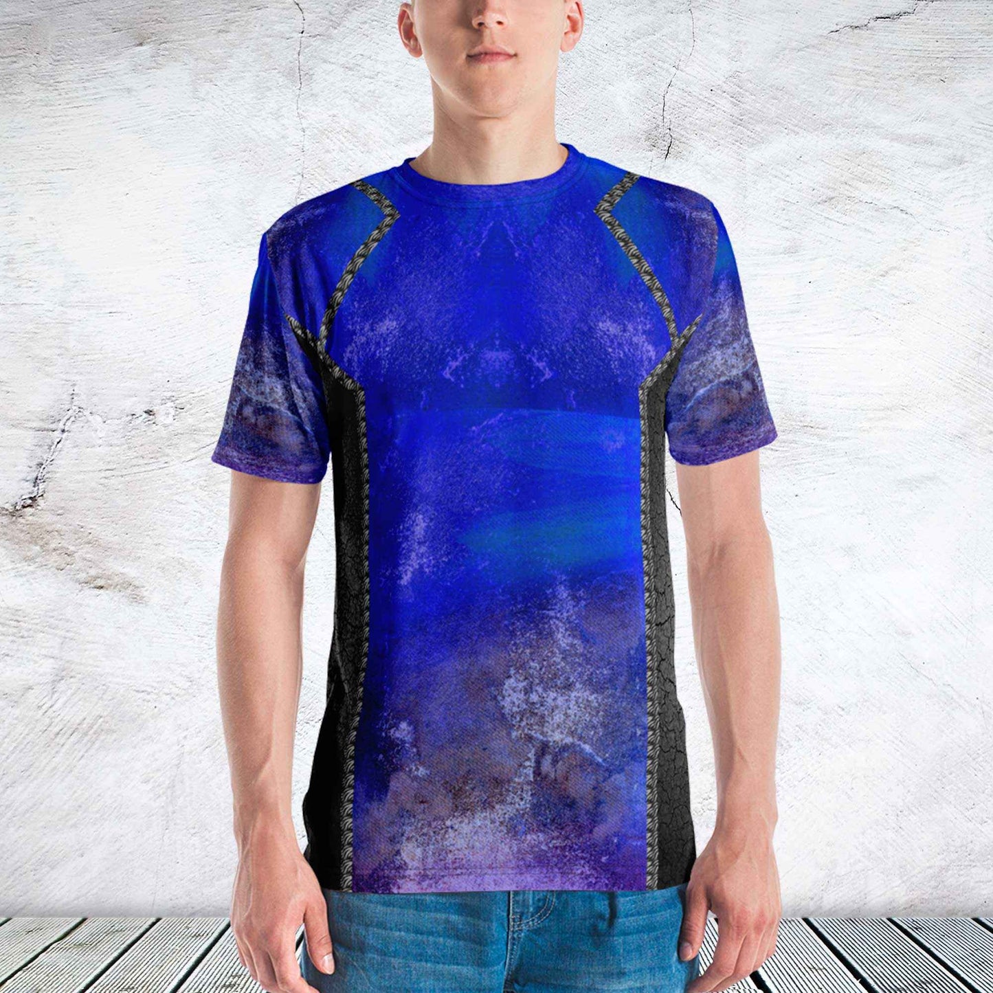 65 MCMLXV Unisex Cosplay Garth Cobalt Distressed Print T-Shirt