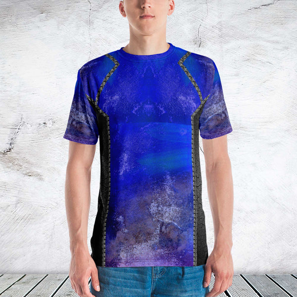 65 MCMLXV Unisex Cosplay Garth Cobalt Distressed Print T-Shirt - 65mcmlxv