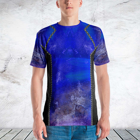 65 MCMLXV Unisex Cosplay Garth Cobalt Distressed Print T-Shirt - 65mcmlxv