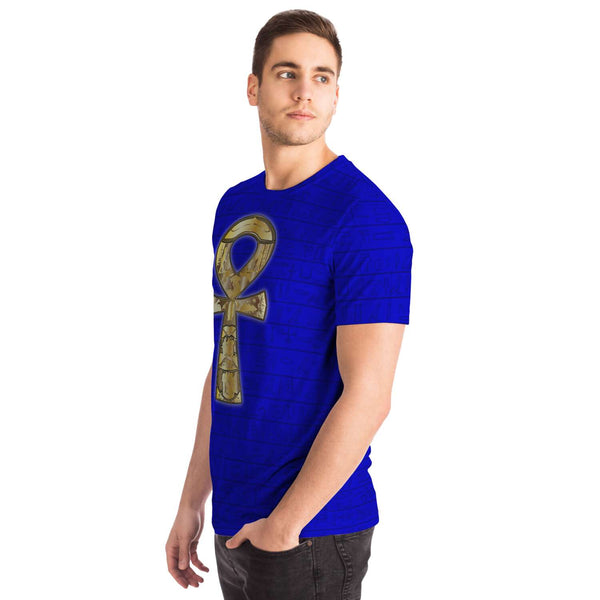 65 MCMLXV Unisex Cosplay Golden Ankh Hieroglyphics Print T-Shirt - 65mcmlxv
