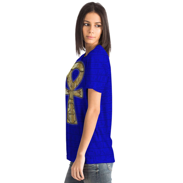 65 MCMLXV Unisex Cosplay Golden Ankh Hieroglyphics Print T-Shirt - 65mcmlxv