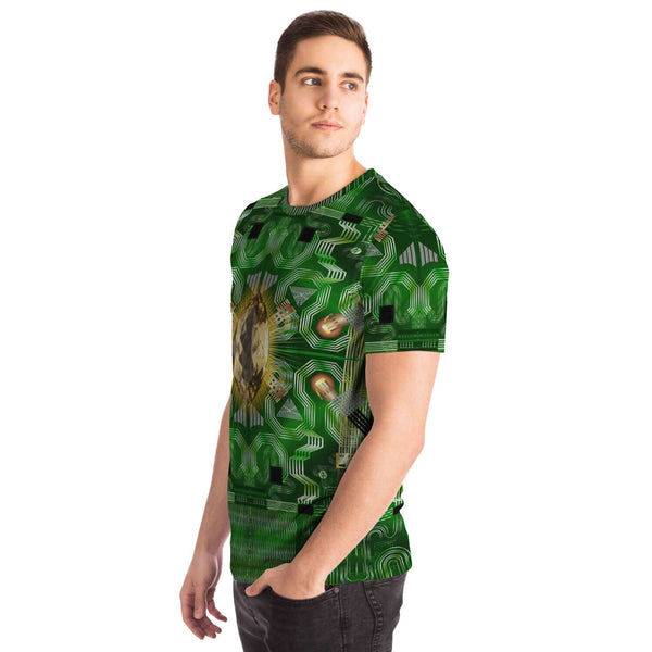 65 MCMLXV Unisex Cosplay Green Motherboard and Yellow Gemstone T-Shirt - 65mcmlxv