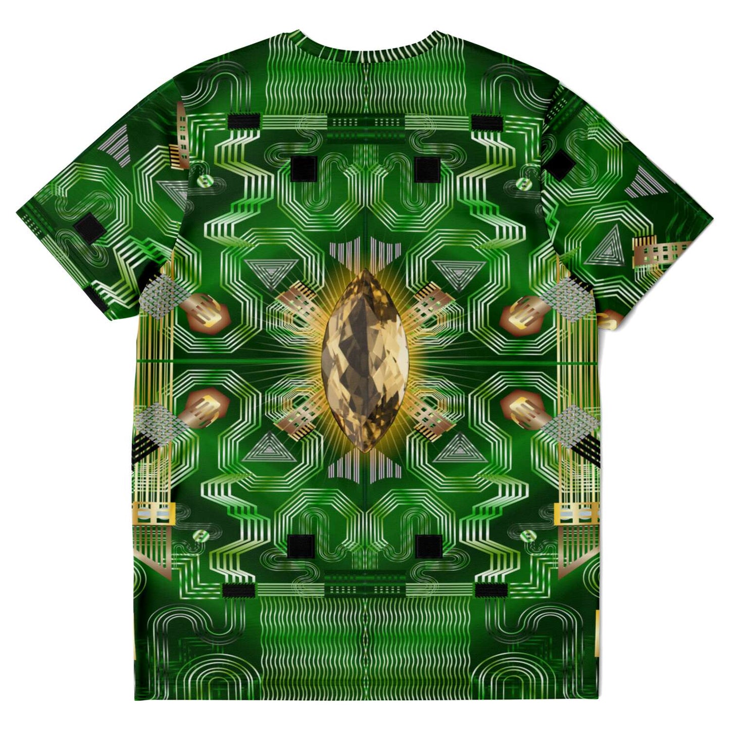 65 MCMLXV Unisex Cosplay Green Motherboard and Yellow Gemstone T-Shirt - 65mcmlxv