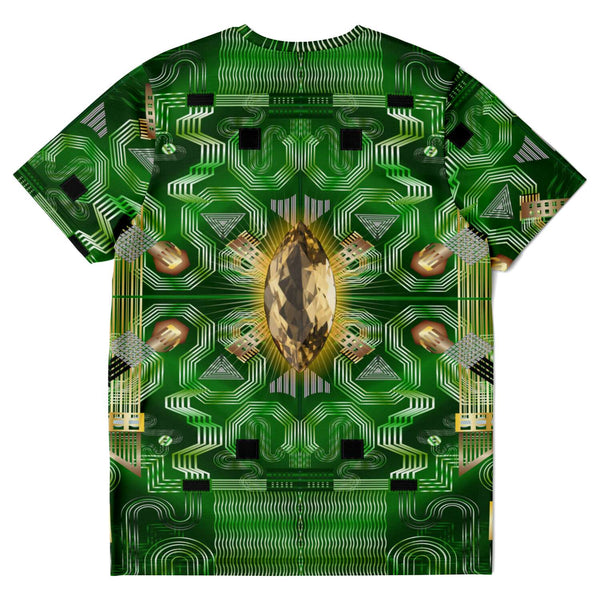 65 MCMLXV Unisex Cosplay Green Motherboard and Yellow Gemstone T-Shirt - 65mcmlxv
