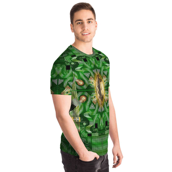 65 MCMLXV Unisex Cosplay Green Motherboard and Yellow Gemstone T-Shirt - 65mcmlxv