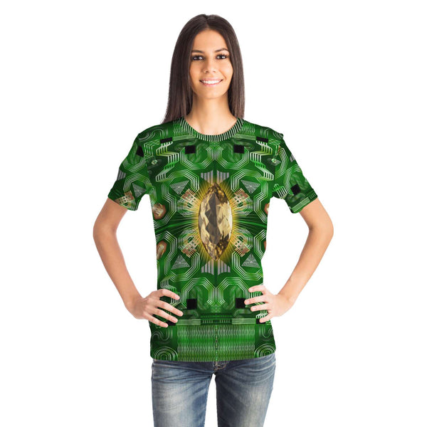 65 MCMLXV Unisex Cosplay Green Motherboard and Yellow Gemstone T-Shirt - 65mcmlxv