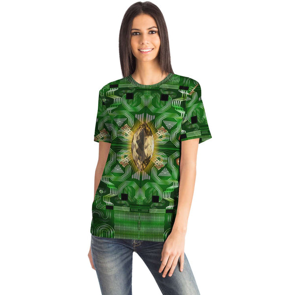 65 MCMLXV Unisex Cosplay Green Motherboard and Yellow Gemstone T-Shirt - 65mcmlxv