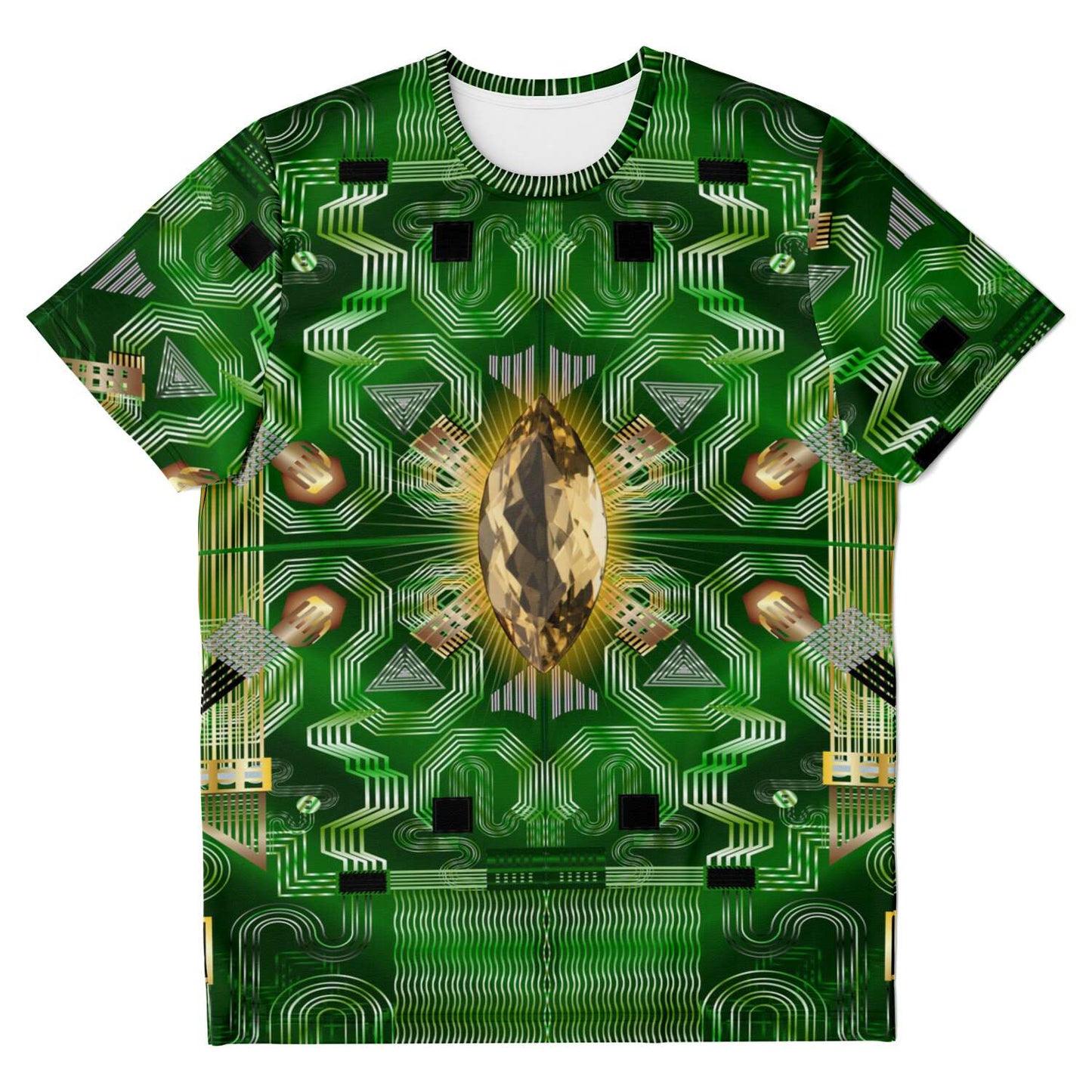 65 MCMLXV Unisex Cosplay Green Motherboard and Yellow Gemstone T-Shirt - 65mcmlxv