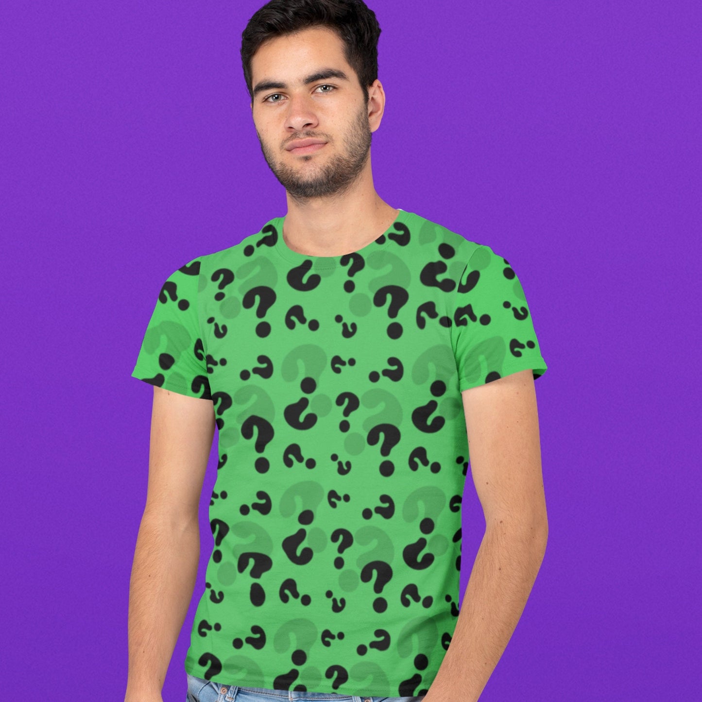 65 MCMLXV Unisex Cosplay Green Question Marks T-Shirt - 65mcmlxv