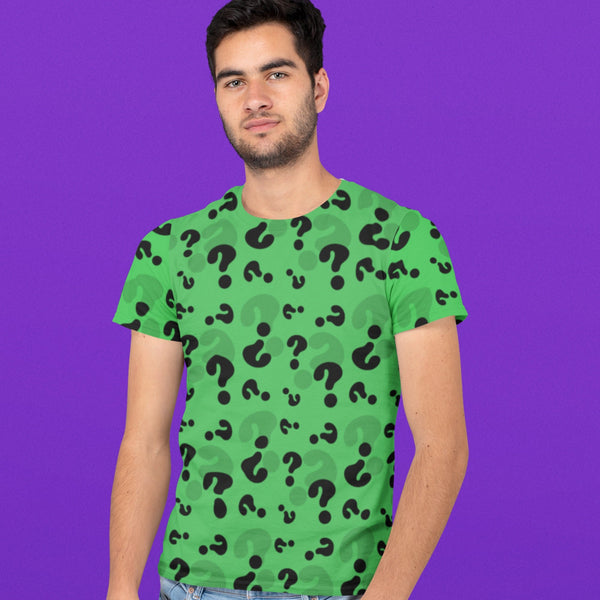 65 MCMLXV Unisex Cosplay Green Question Marks T-Shirt - 65mcmlxv