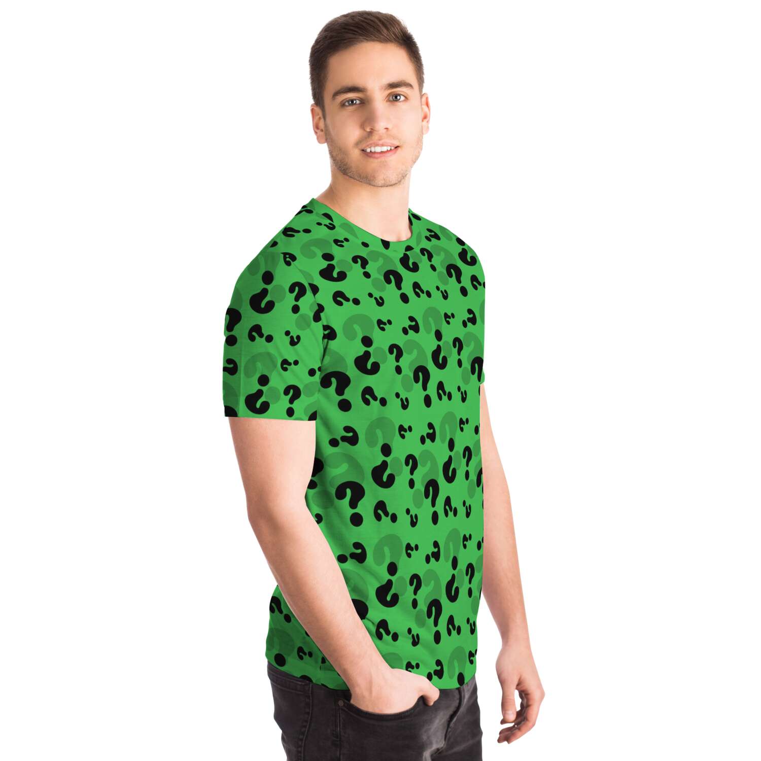 65 MCMLXV Unisex Cosplay Green Question Marks T-Shirt - 65mcmlxv