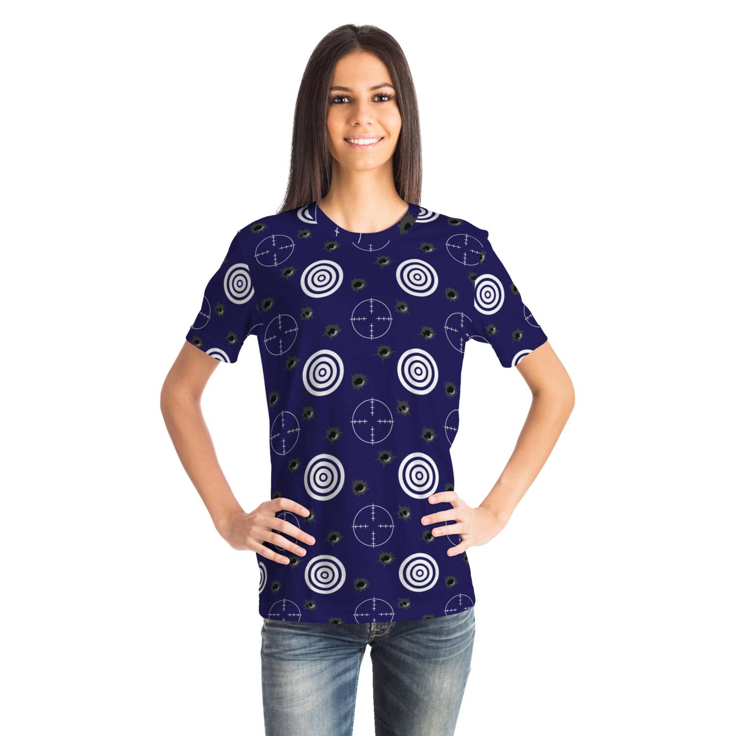 65 MCMLXV Unisex Cosplay Navy Bullseye and Crosshairs T-Shirt - 65mcmlxv