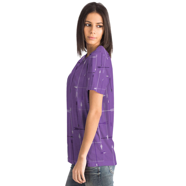 65 MCMLXV Unisex Cosplay Purple Arrows Plaid Print Hawkeye Inspired T-Shirt - 65mcmlxv