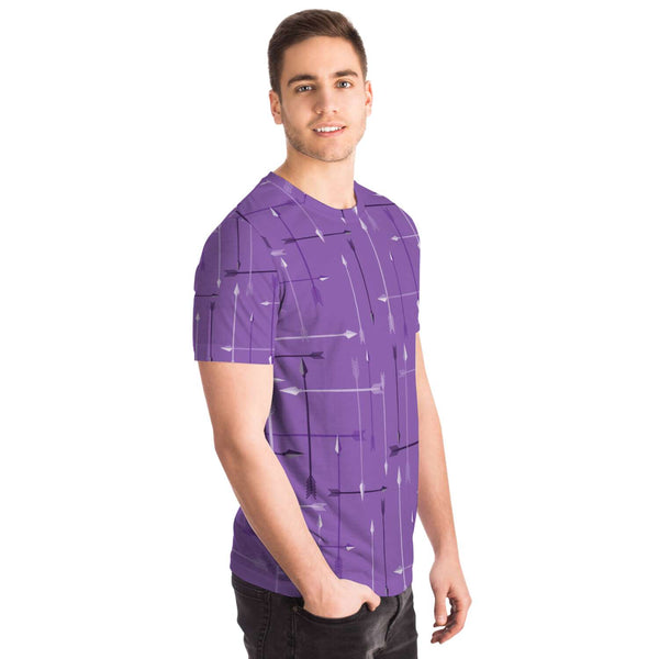 65 MCMLXV Unisex Cosplay Purple Arrows Plaid Print Hawkeye Inspired T-Shirt - 65mcmlxv