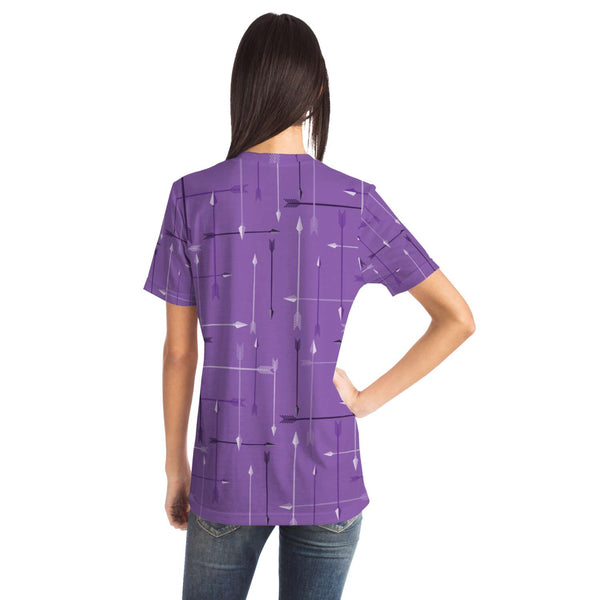65 MCMLXV Unisex Cosplay Purple Arrows Plaid Print Hawkeye Inspired T-Shirt - 65mcmlxv