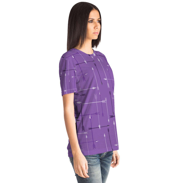 65 MCMLXV Unisex Cosplay Purple Arrows Plaid Print Hawkeye Inspired T-Shirt - 65mcmlxv