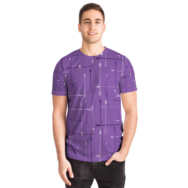65 MCMLXV Unisex Cosplay Purple Arrows Plaid Print Hawkeye Inspired T-Shirt - 65mcmlxv
