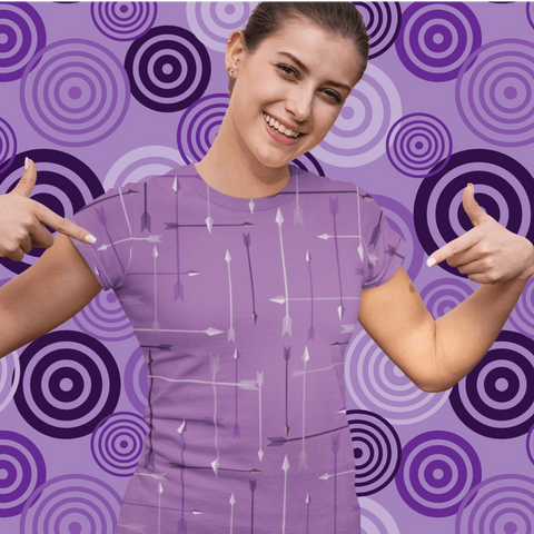 65 MCMLXV Unisex Cosplay Purple Arrows Plaid Print Hawkeye Inspired T-Shirt - 65mcmlxv