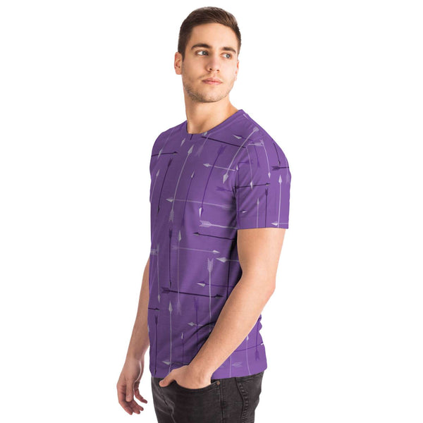65 MCMLXV Unisex Cosplay Purple Arrows Plaid Print Hawkeye Inspired T-Shirt - 65mcmlxv