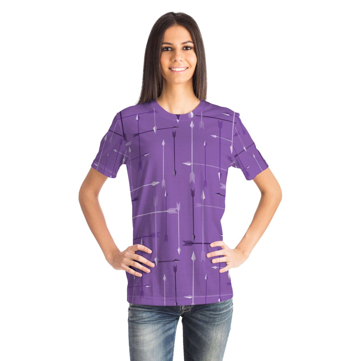 65 MCMLXV Unisex Cosplay Purple Arrows Plaid Print Hawkeye Inspired T-Shirt - 65mcmlxv