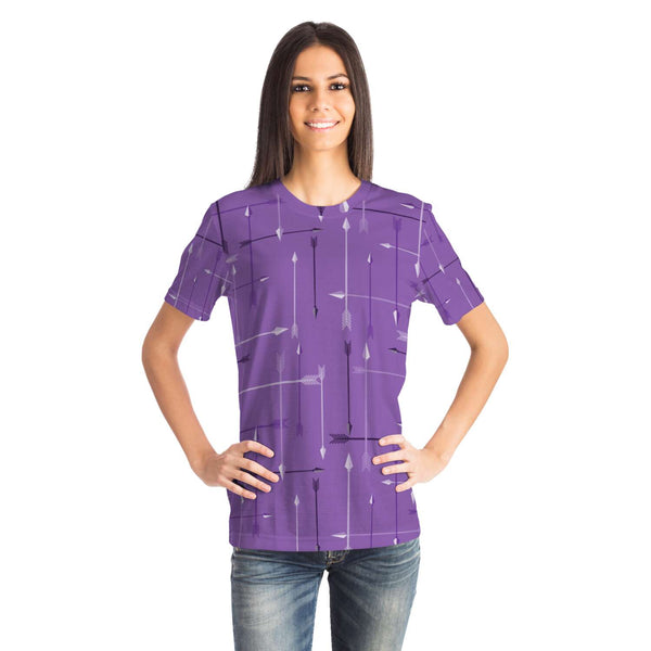 65 MCMLXV Unisex Cosplay Purple Arrows Plaid Print Hawkeye Inspired T-Shirt - 65mcmlxv