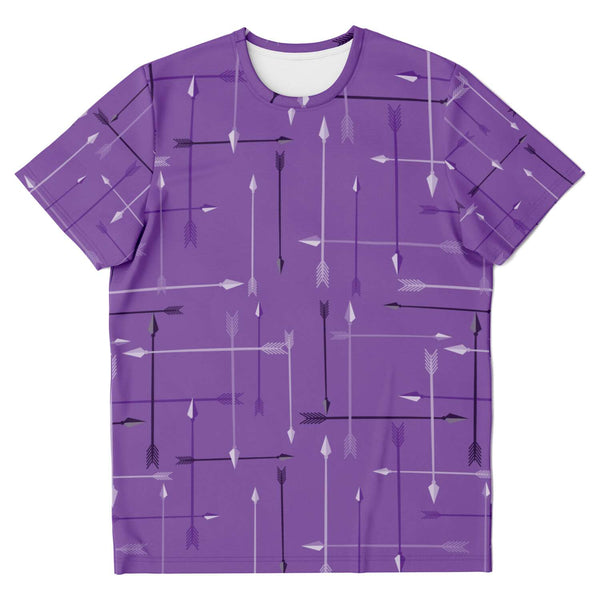 65 MCMLXV Unisex Cosplay Purple Arrows Plaid Print Hawkeye Inspired T-Shirt - 65mcmlxv