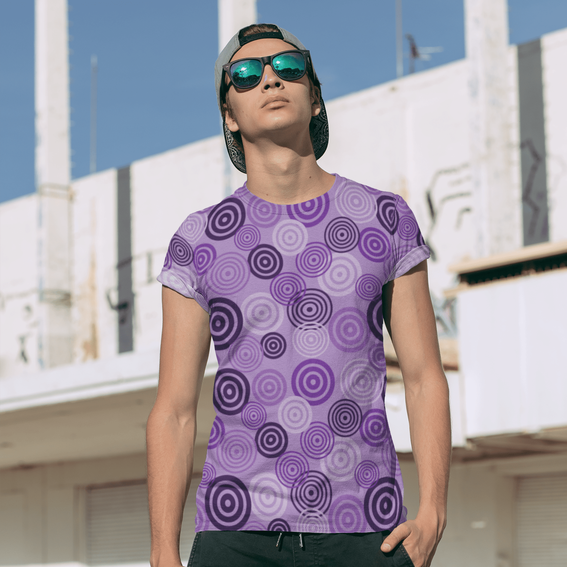 65 MCMLXV Unisex Cosplay Purple Target Practice Hawkeye Inspired Print T-Shirt - 65mcmlxv