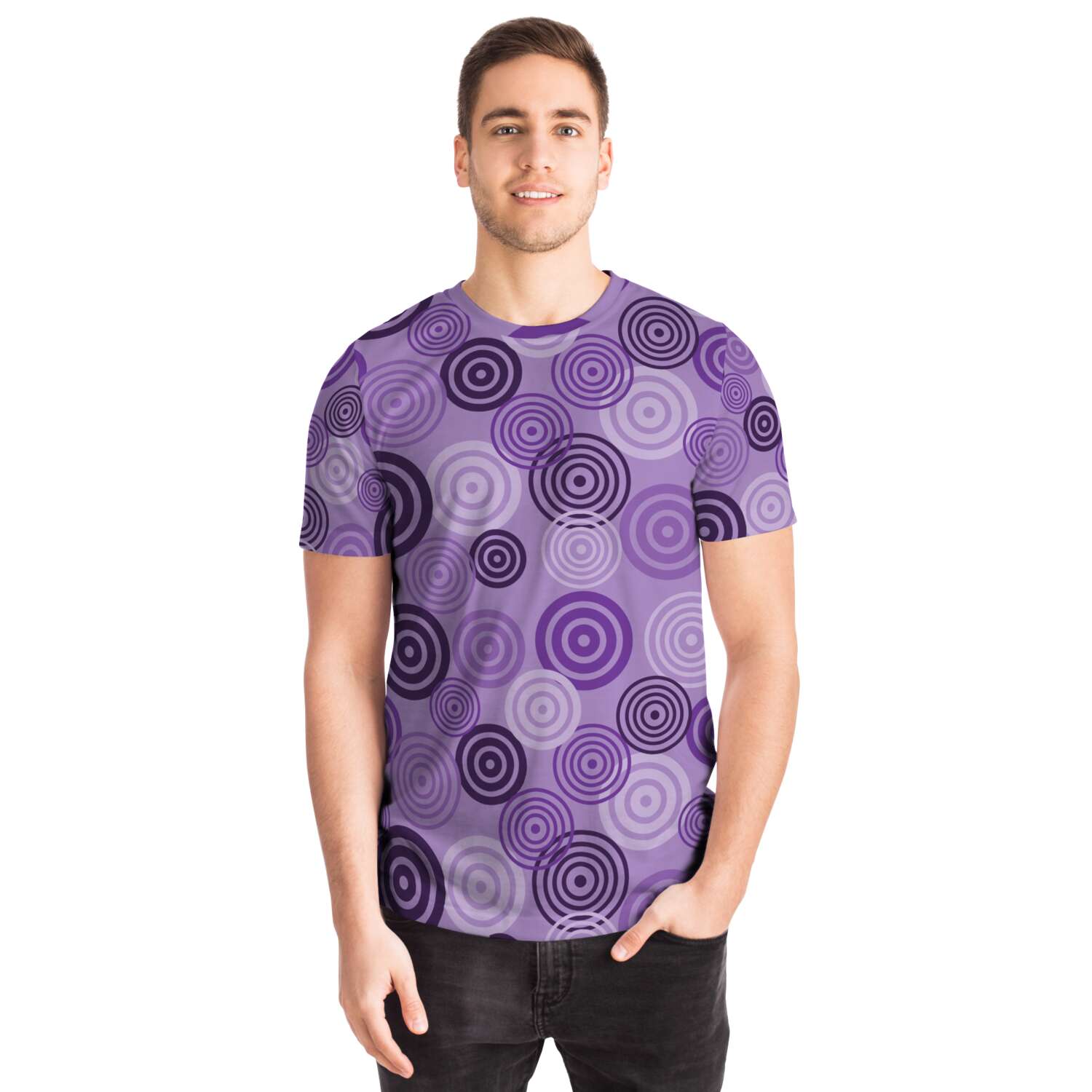 65 MCMLXV Unisex Cosplay Purple Target Practice Hawkeye Inspired Print T-Shirt - 65mcmlxv