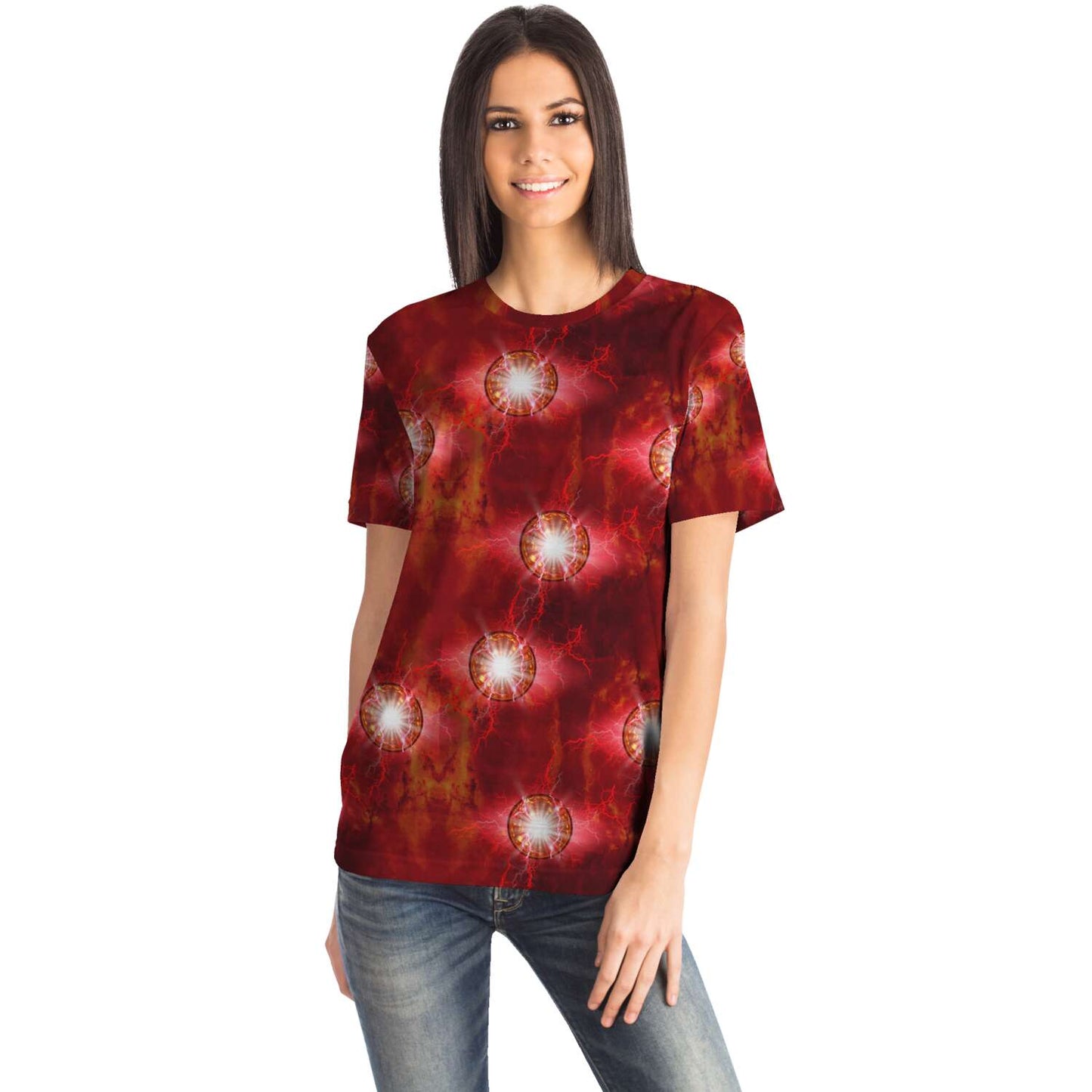 65 MCMLXV Unisex Cosplay Scarlet Red Chaos Magic Energy Spheres Print T-Shirt - 65mcmlxv