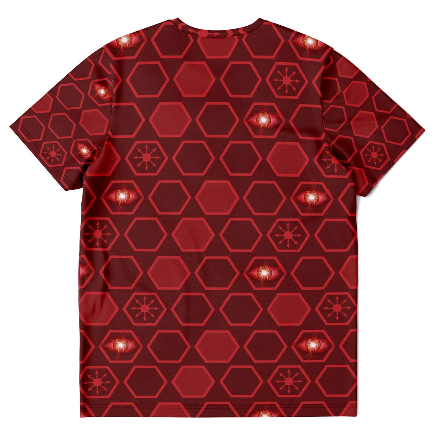 65 MCMLXV Unisex Cosplay Scarlet Red Hexagon Chaos Print T-Shirt - 65mcmlxv