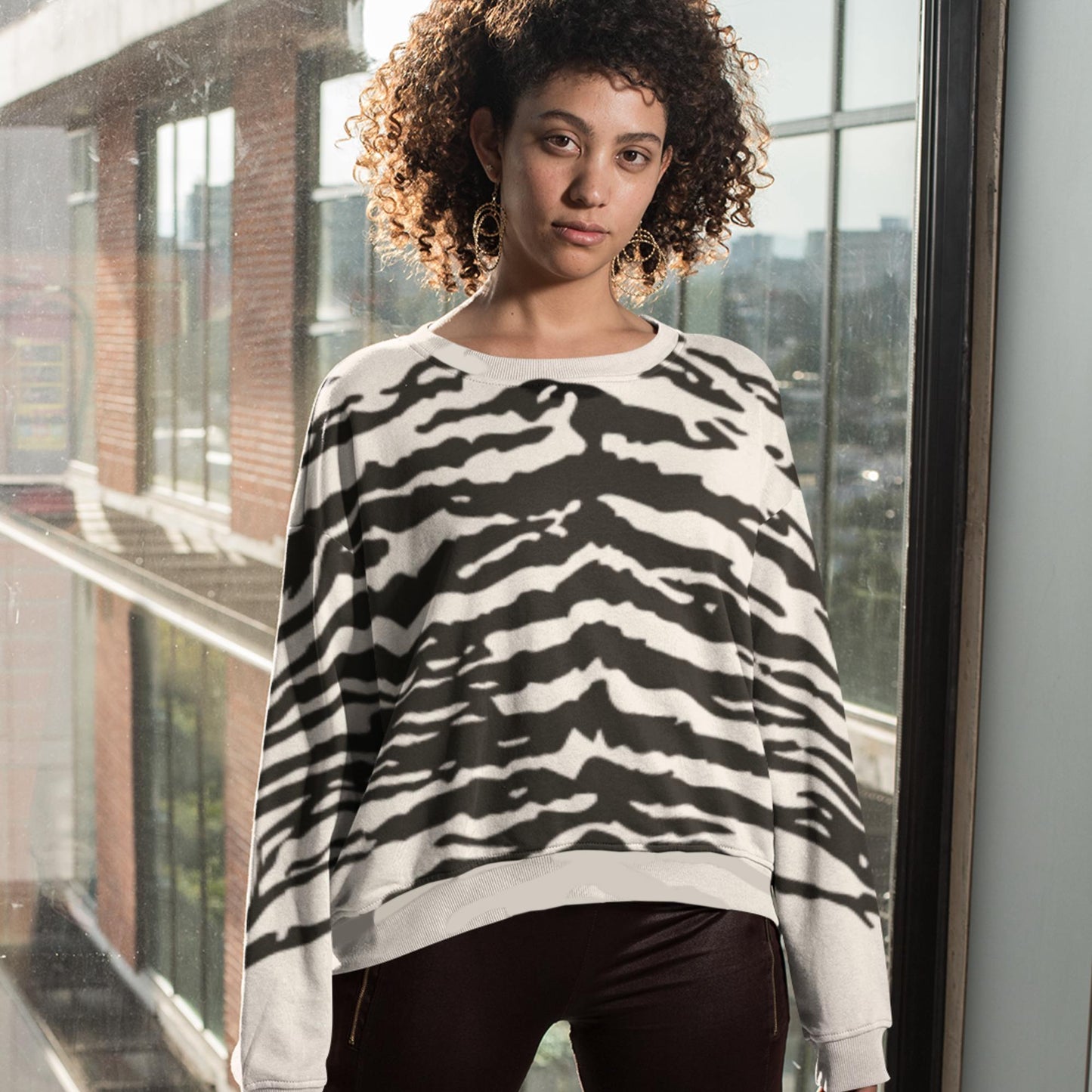 65 MCMLXV Unisex Cream Zebra Animal Print Sweatshirt - 65mcmlxv