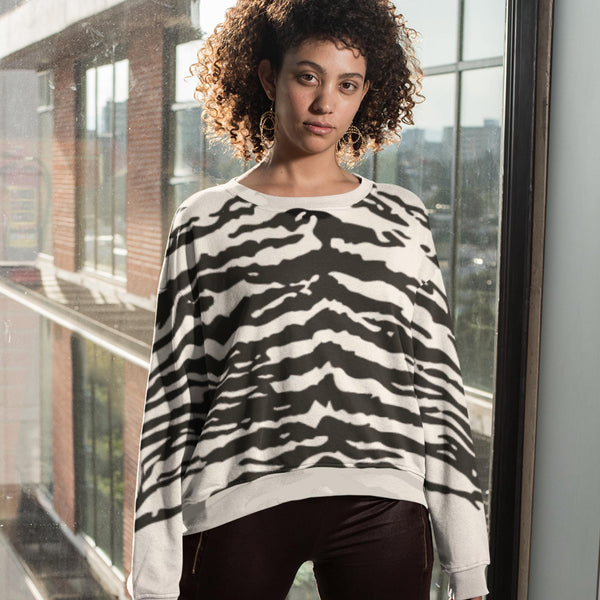 65 MCMLXV Unisex Cream Zebra Animal Print Sweatshirt - 65mcmlxv