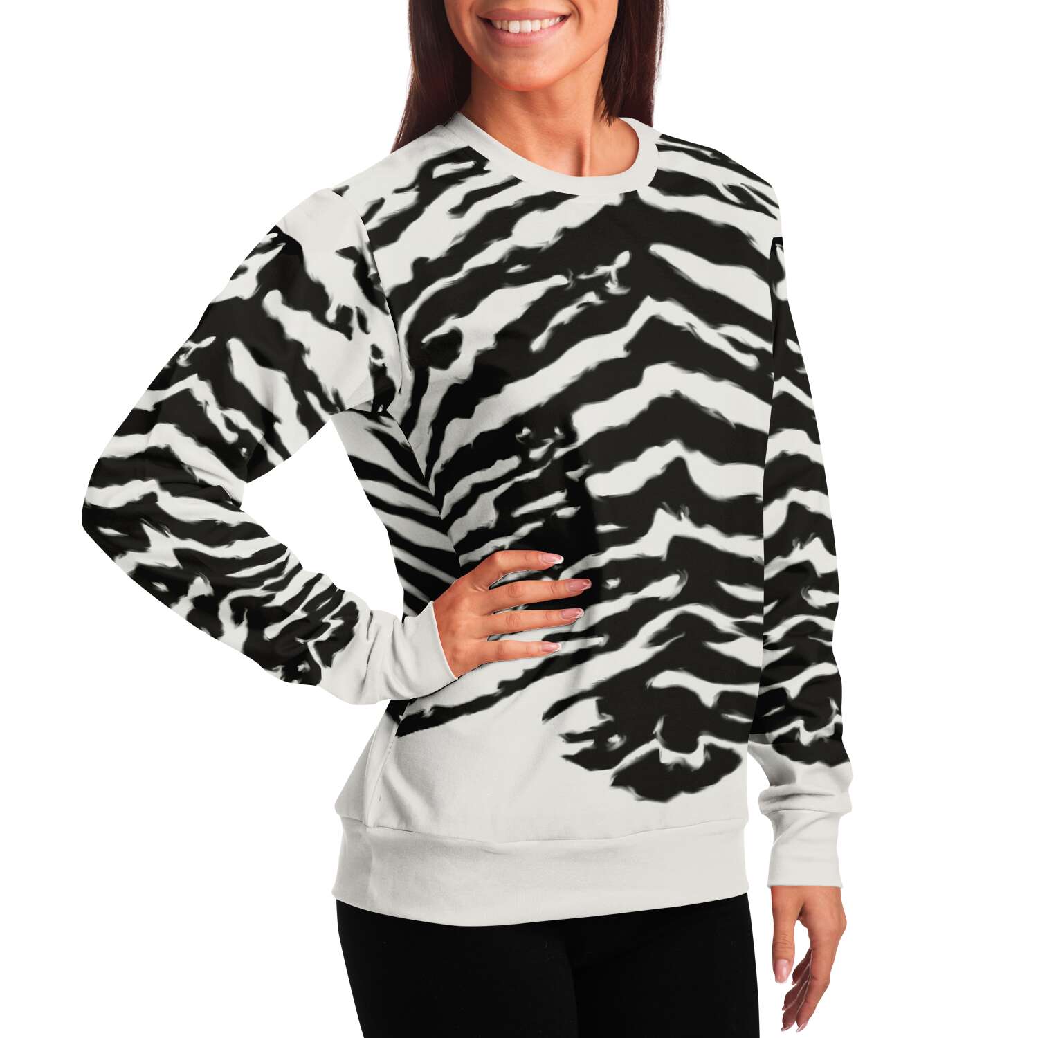 65 MCMLXV Unisex Cream Zebra Animal Print Sweatshirt - 65mcmlxv