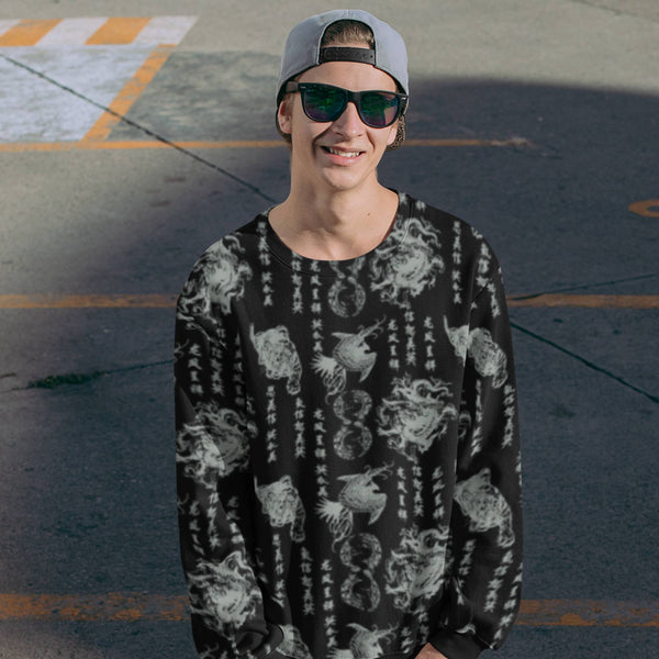 65 MCMLXV Unisex "Destroy All Icons" Tattoo Print Fleece Sweatshirt Jumper - 65mcmlxv
