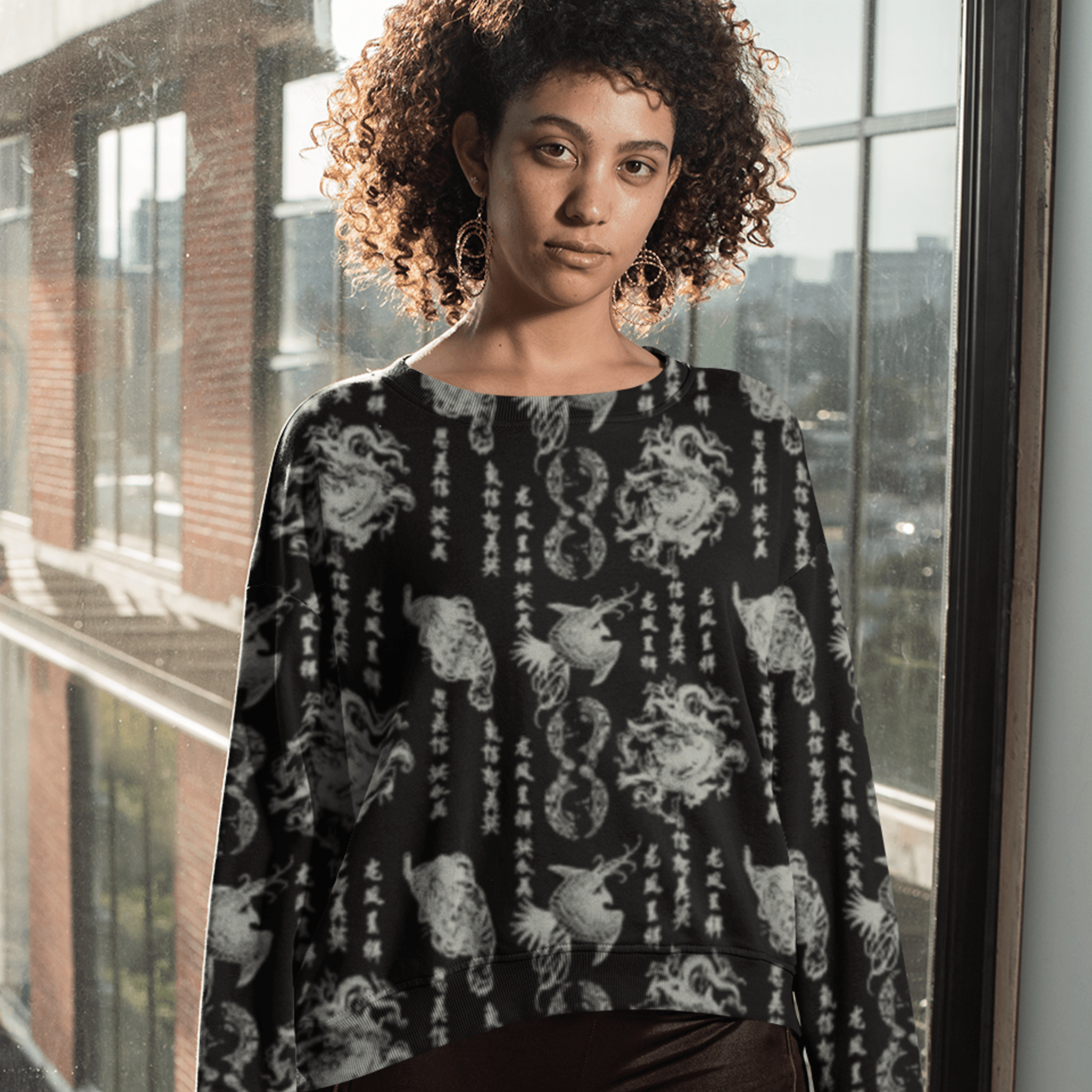 65 MCMLXV Unisex "Destroy All Icons" Tattoo Print Fleece Sweatshirt Jumper - 65mcmlxv
