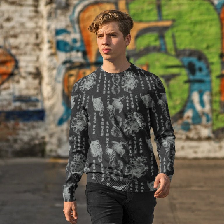 65 MCMLXV Unisex "Destroy All Icons" Tattoo Print Fleece Sweatshirt Jumper - 65mcmlxv