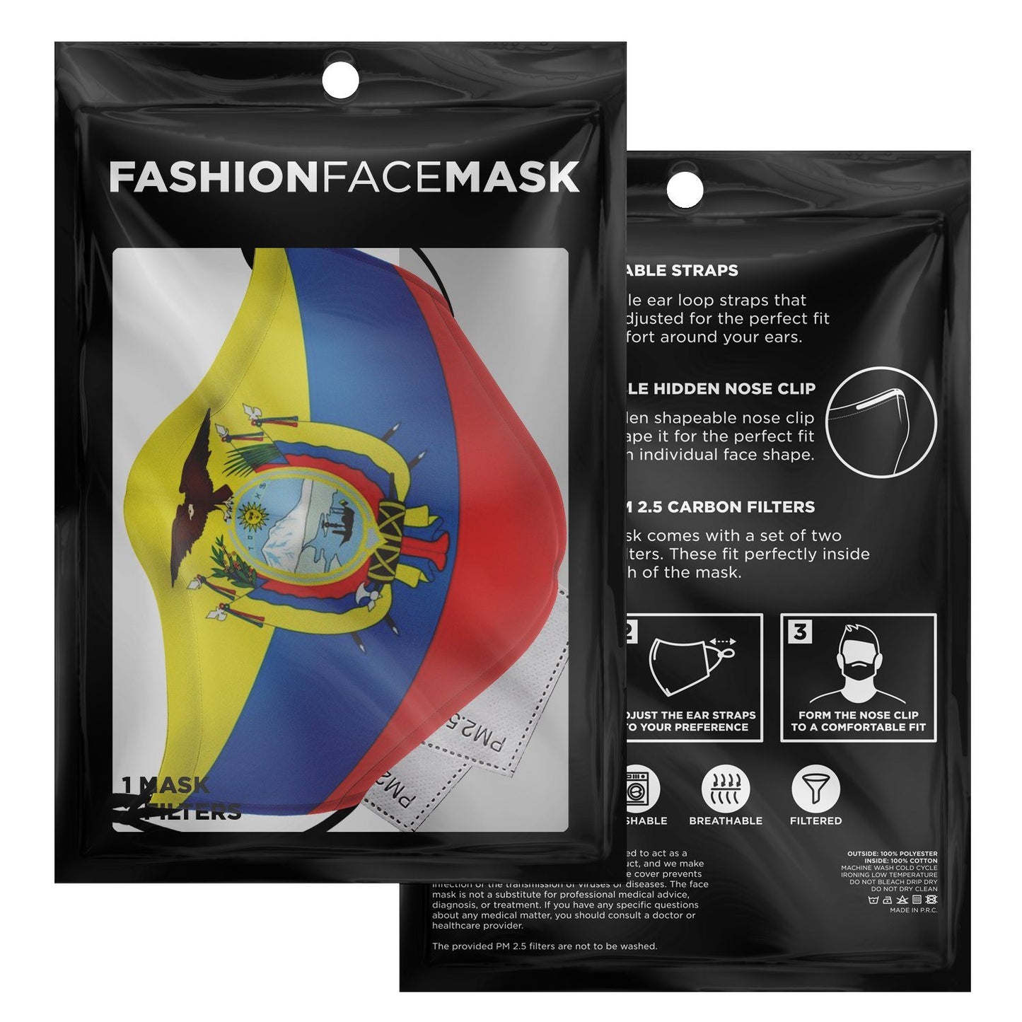 65 MCMLXV Unisex Ecuador Flag Print Face Mask - 65mcmlxv