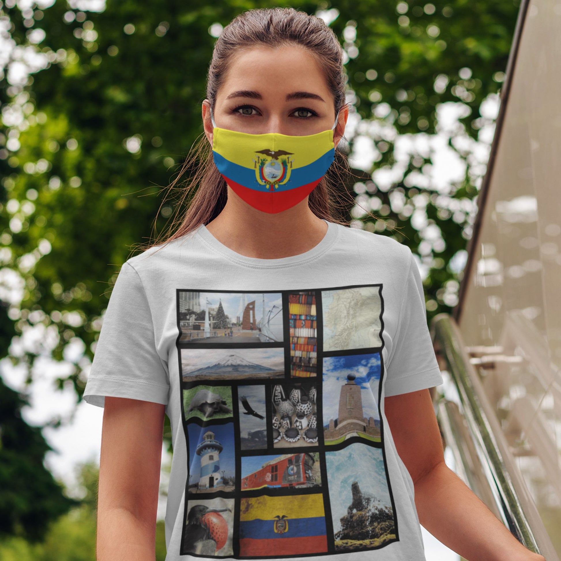 65 MCMLXV Unisex Ecuador Postcard Collage Graphic T-Shirt - 65mcmlxv