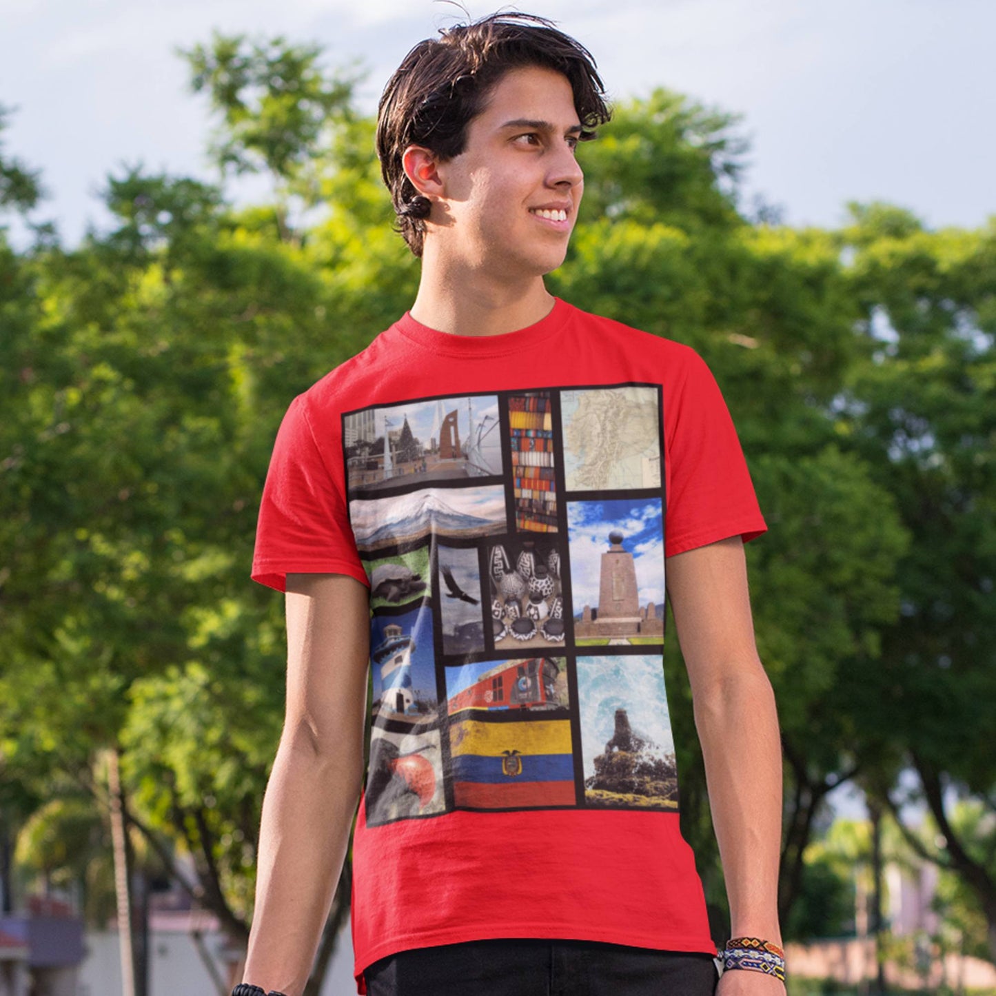 65 MCMLXV Unisex Ecuador Postcard Collage Graphic T-Shirt - 65mcmlxv