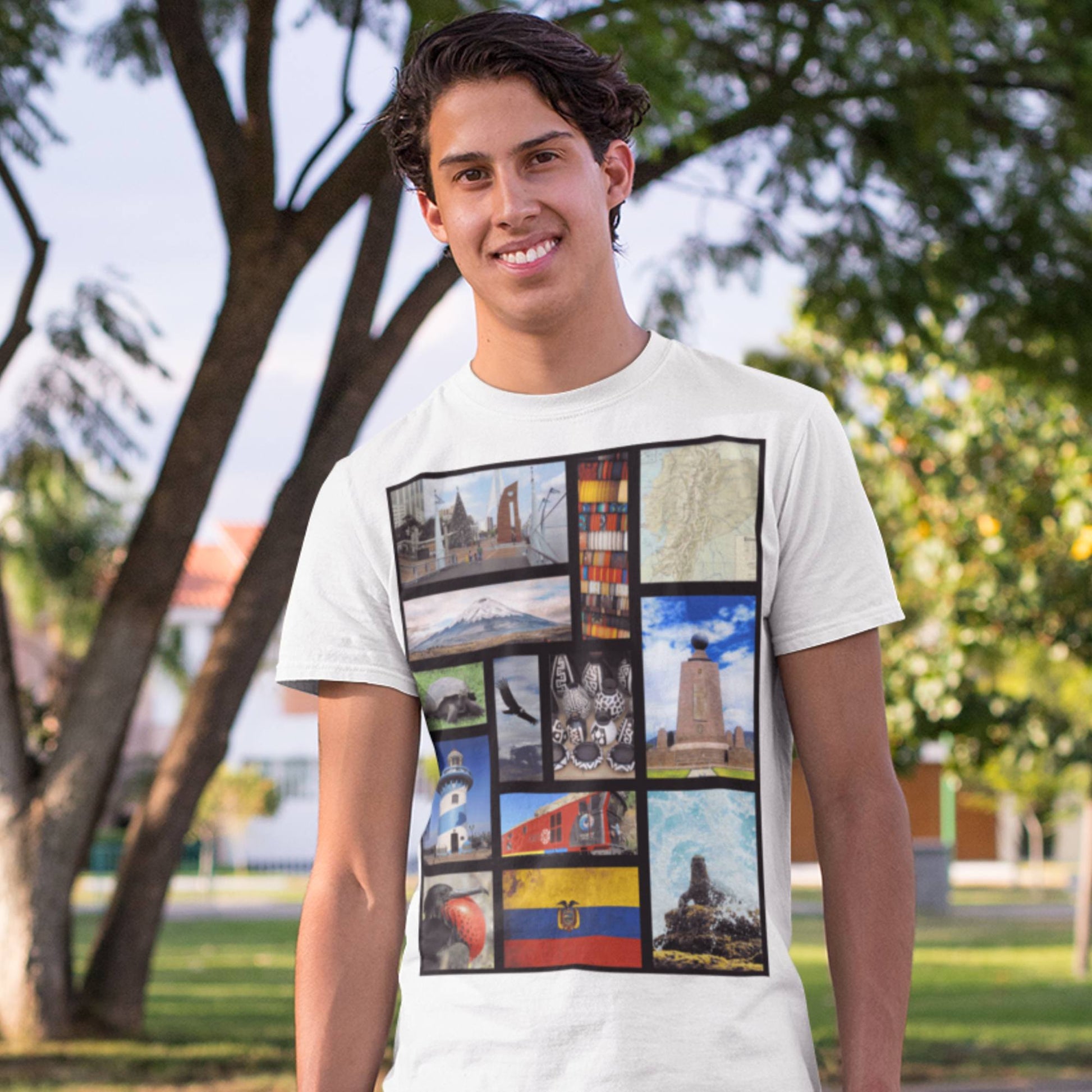 65 MCMLXV Unisex Ecuador Postcard Collage Graphic T-Shirt - 65mcmlxv