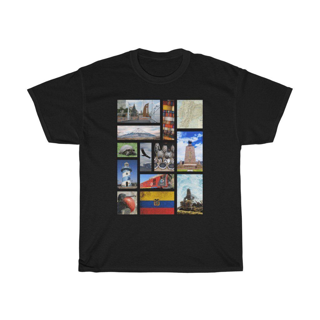 65 MCMLXV Unisex Ecuador Postcard Collage Graphic T-Shirt - 65mcmlxv