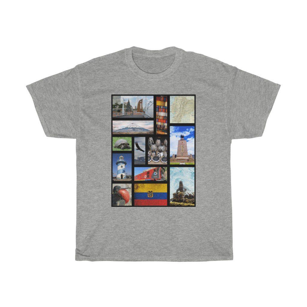 65 MCMLXV Unisex Ecuador Postcard Collage Graphic T-Shirt - 65mcmlxv