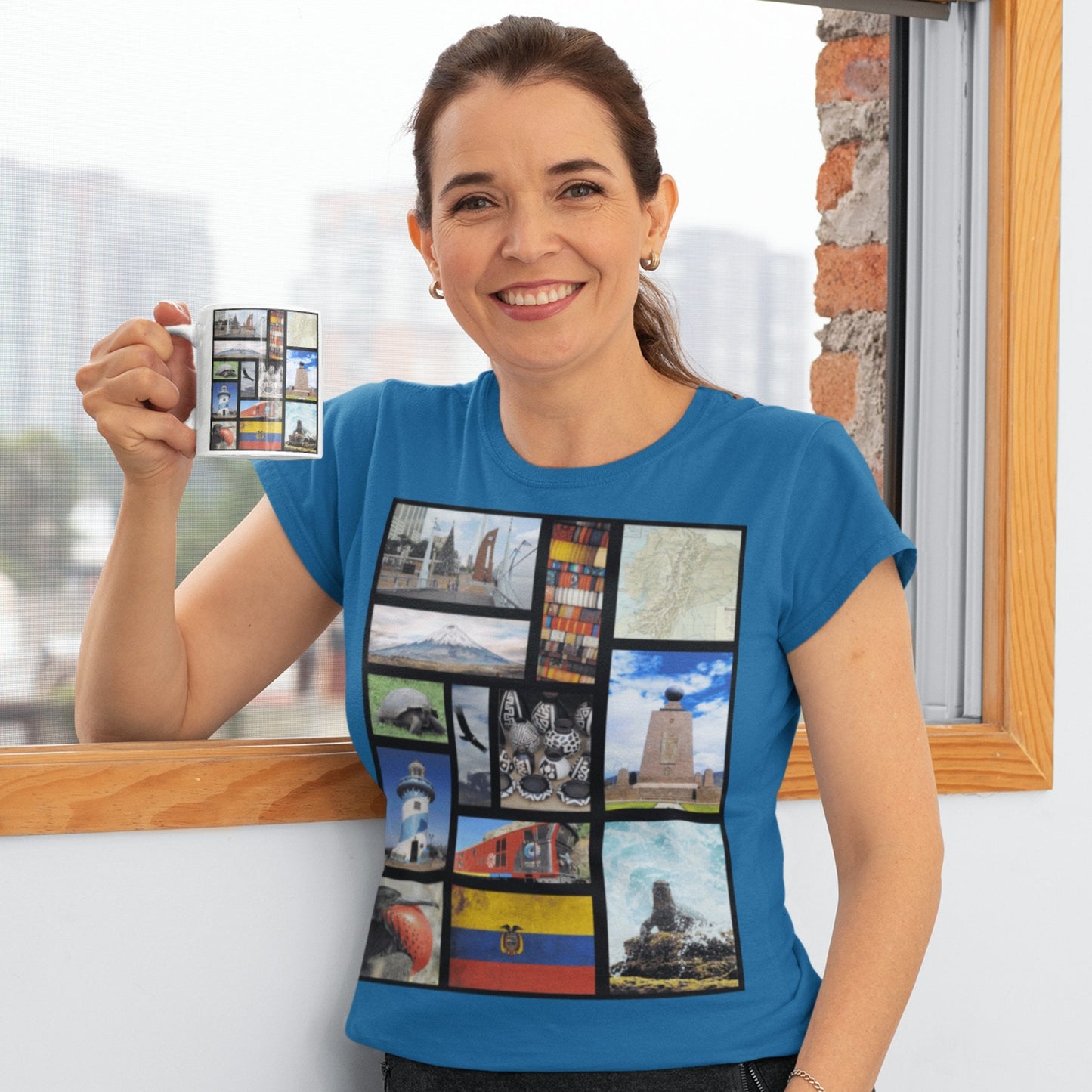 65 MCMLXV Unisex Ecuador Postcard Collage Graphic T-Shirt - 65mcmlxv