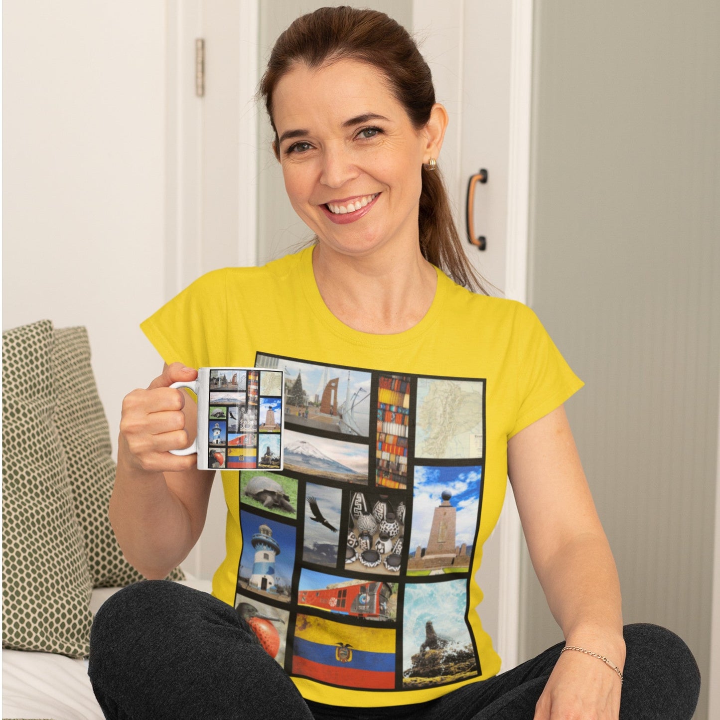 65 MCMLXV Unisex Ecuador Postcard Collage Graphic T-Shirt - 65mcmlxv