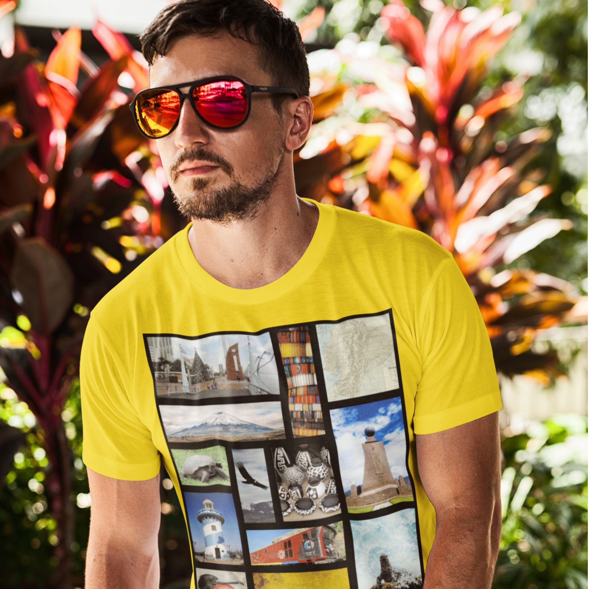 65 MCMLXV Unisex Ecuador Postcard Collage Graphic T-Shirt - 65mcmlxv