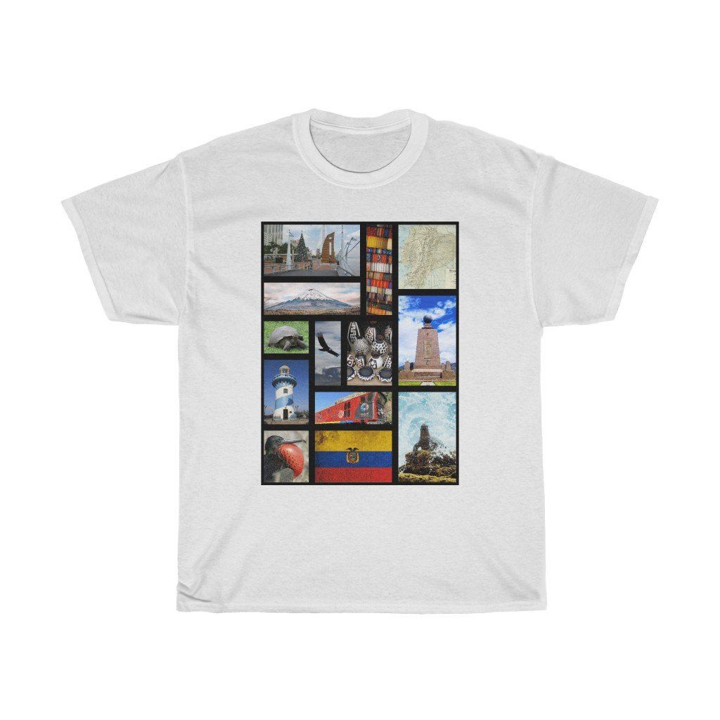 65 MCMLXV Unisex Ecuador Postcard Collage Graphic T-Shirt - 65mcmlxv